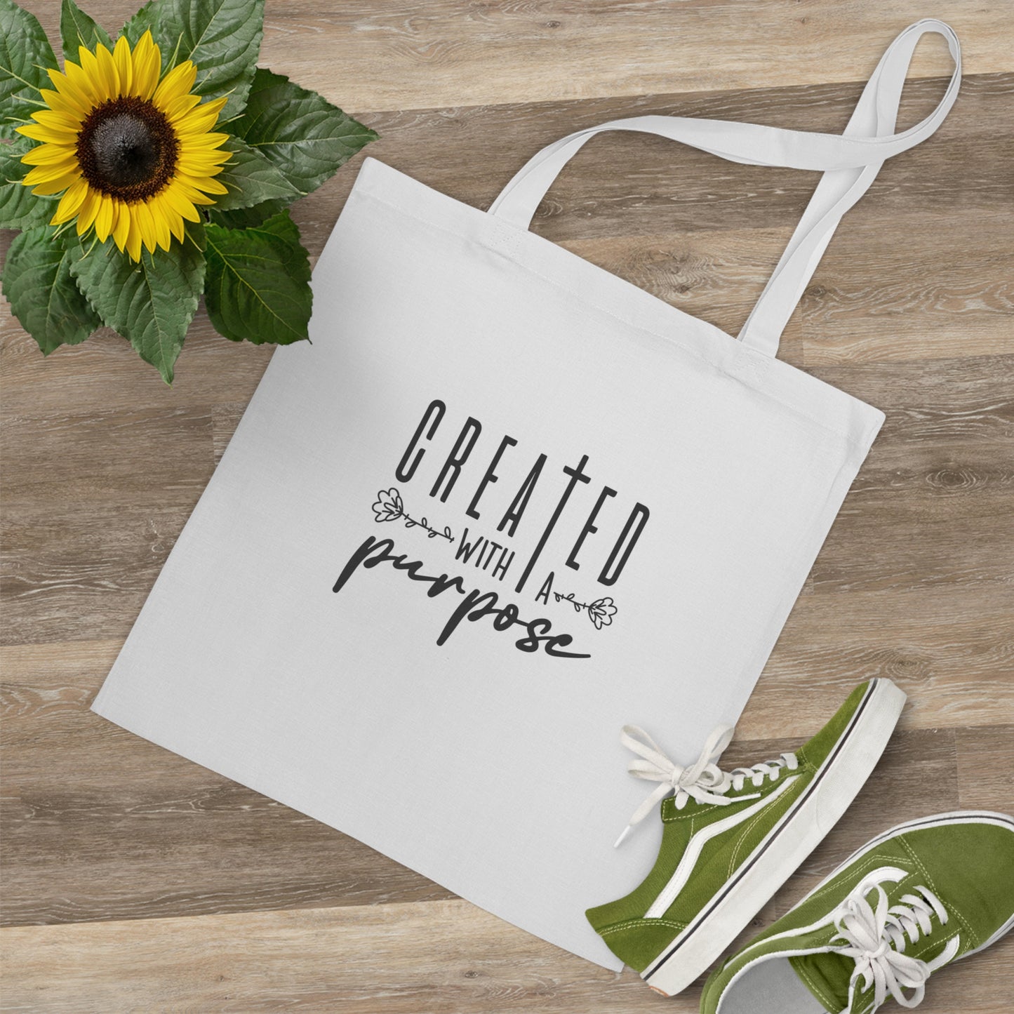 Created with a purpose tote bag