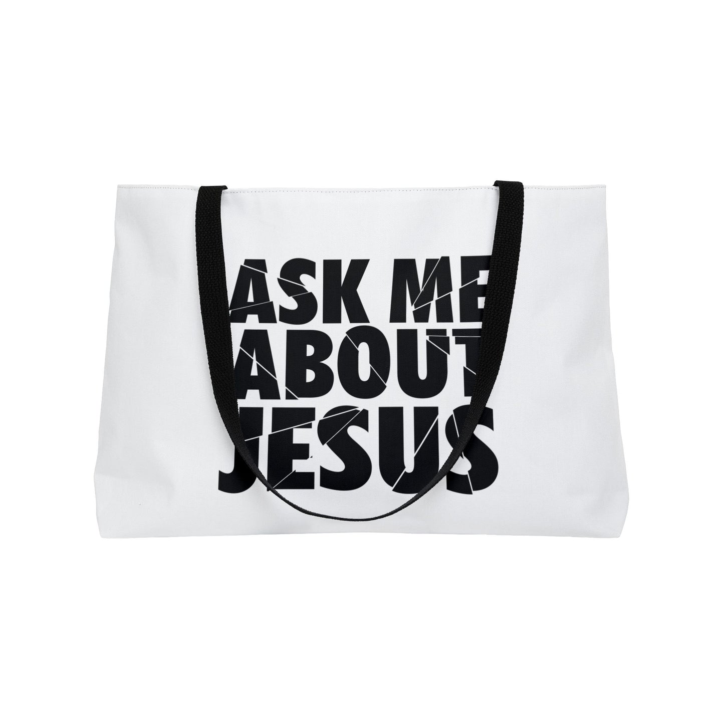 Ask me about Jesus Tote bag
